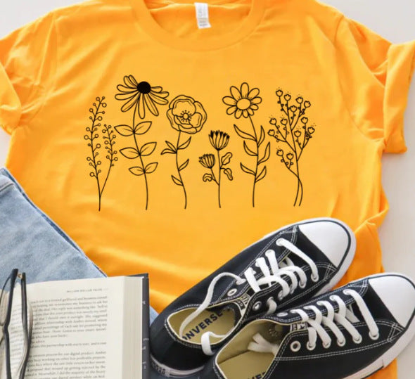 Women's Floral 3D Digital Print Loose Fit T-shirt
