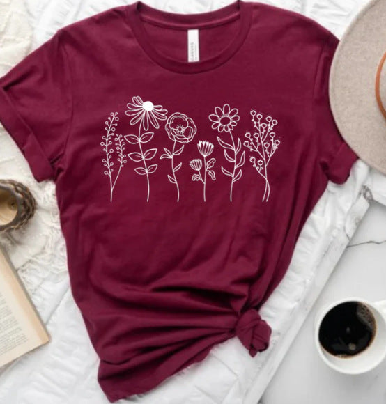 Women's Floral 3D Digital Print Loose Fit T-shirt