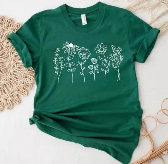 Women's Floral 3D Digital Print Loose Fit T-shirt