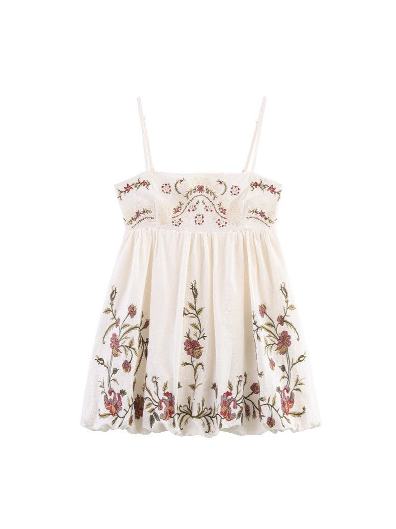 Women's Floral Embroidery Suspender Dress