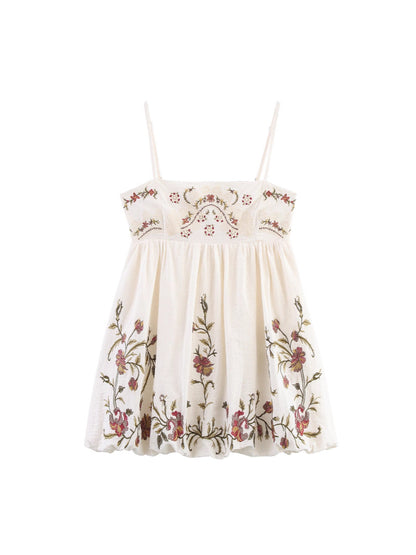 Women's Floral Embroidery Suspender Dress