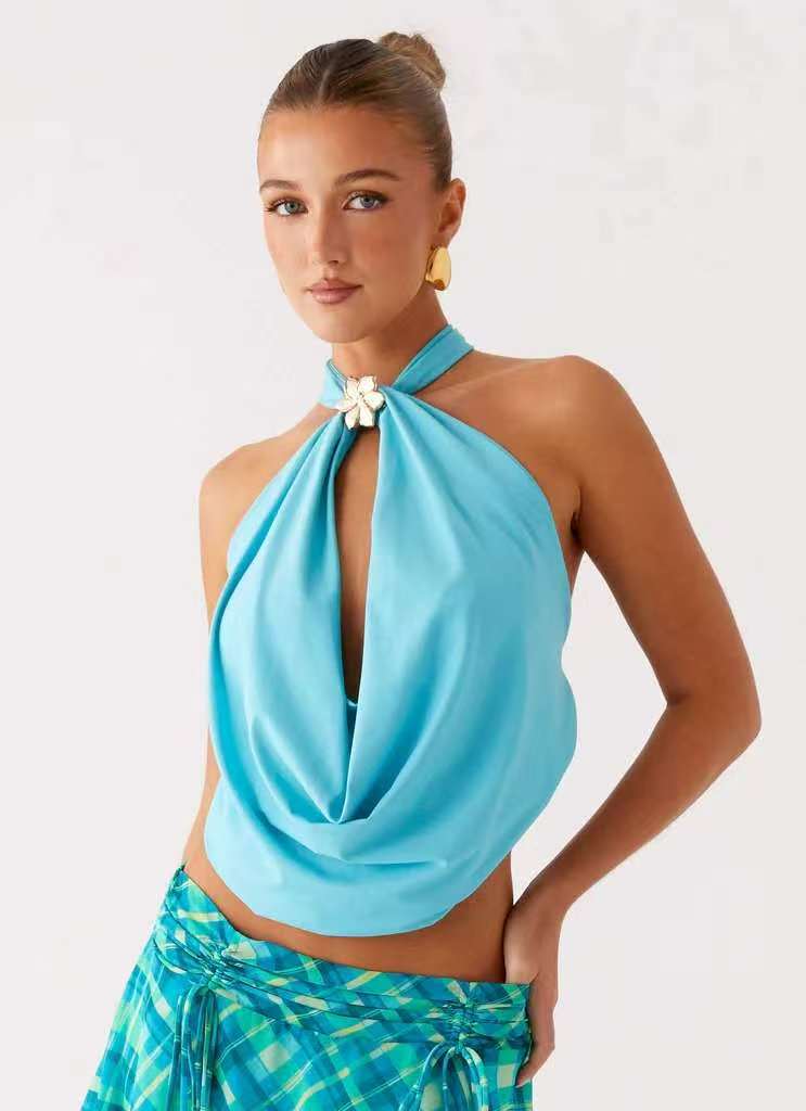 Women's Floral Halter Neck Crop Top