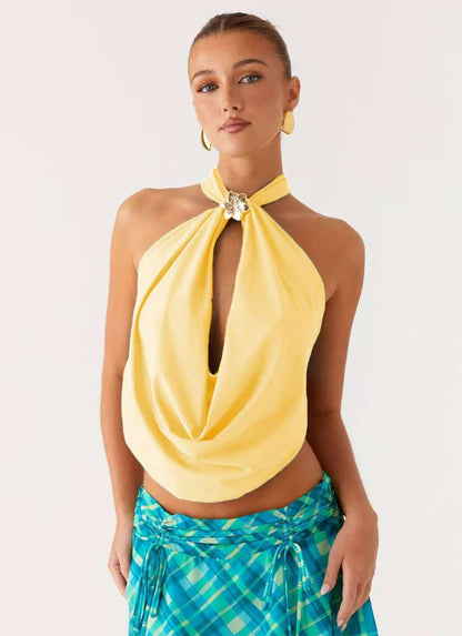 Women's Floral Halter Neck Crop Top