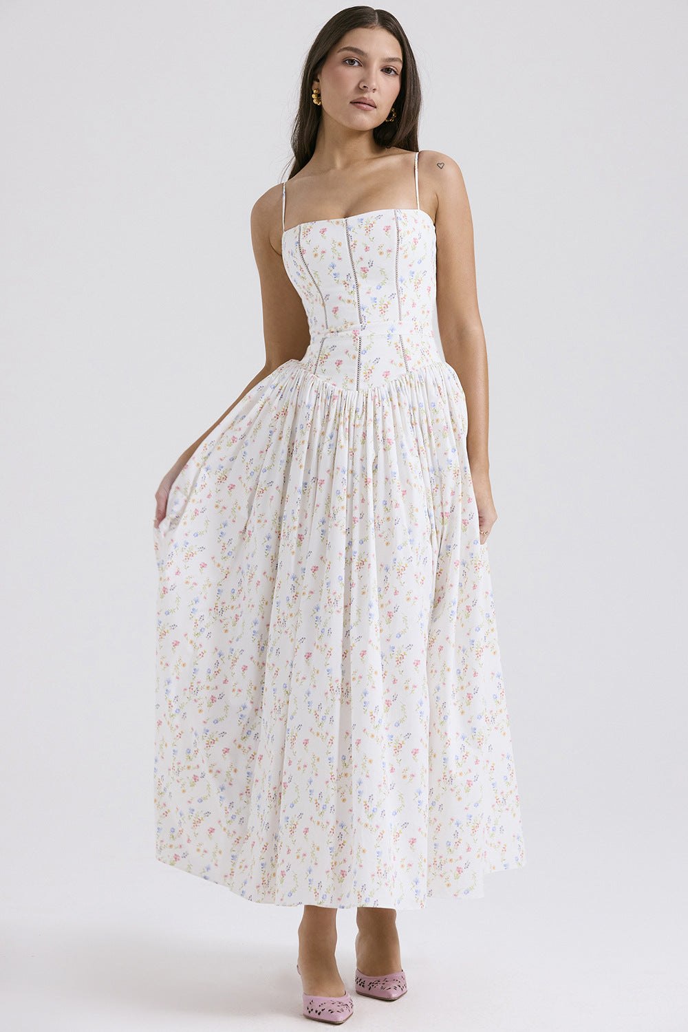 Women's Floral High Waist A-line Dress