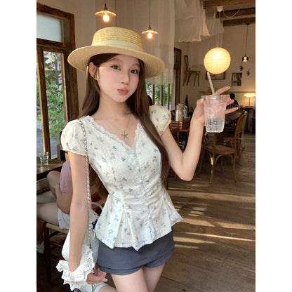 Women's Floral Lace V-Neck Shirt
