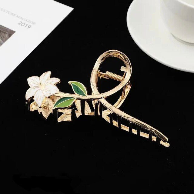 Women's Floral Metal Hair Claw Clip