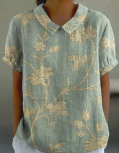 Women's floral-patterned short-sleeved shirt