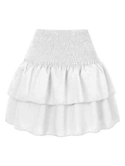 Women's Floral Pleated Skirt Short Ruffled Print Skirt