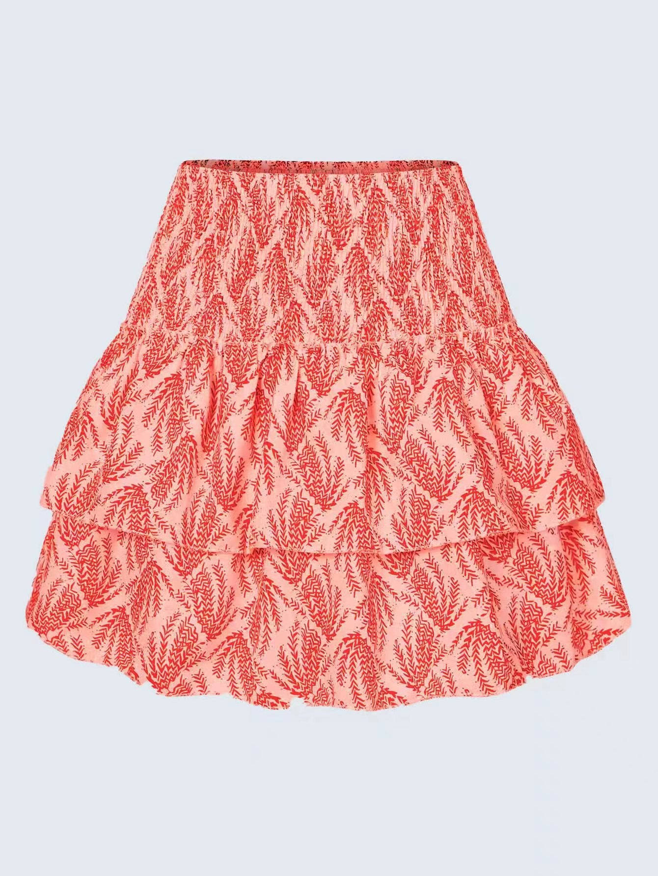 Women's Floral Pleated Skirt Short Ruffled Print Skirt