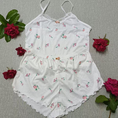 Women's Floral Print Sleeveless Top and Shorts Pajama