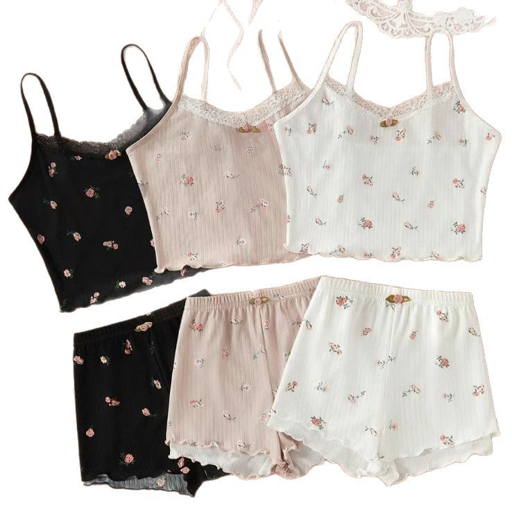 Women's Floral Print Sleeveless Top and Shorts Pajama