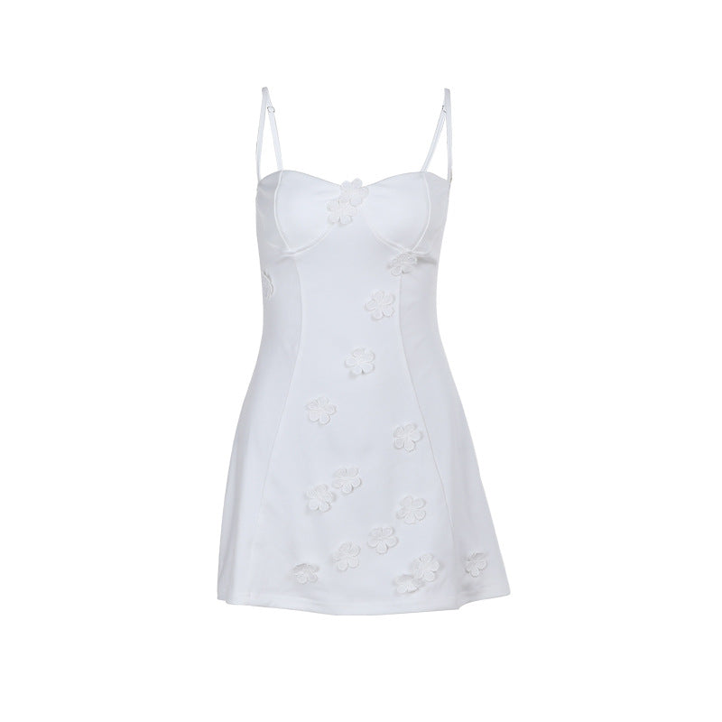 Women's Floral Sleeveless Dress European Style High Waist Slip Dress