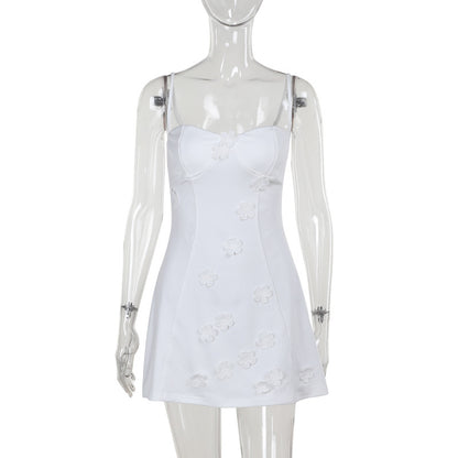Women's Floral Sleeveless Dress European Style High Waist Slip Dress