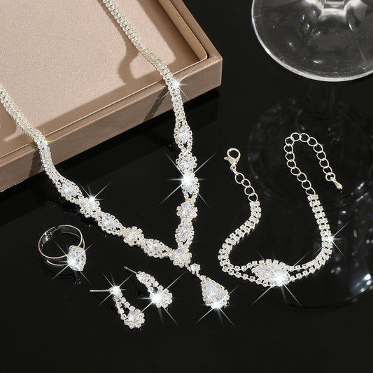 Women's Floral Water Drop Jewelry Set