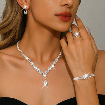Women's Floral Water Drop Jewelry Set