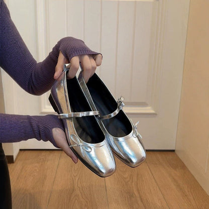 Women's French Retro Flats Bow Mary Jane Shoes