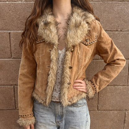 Women's Fur Trimmed Long Sleeve Jacket