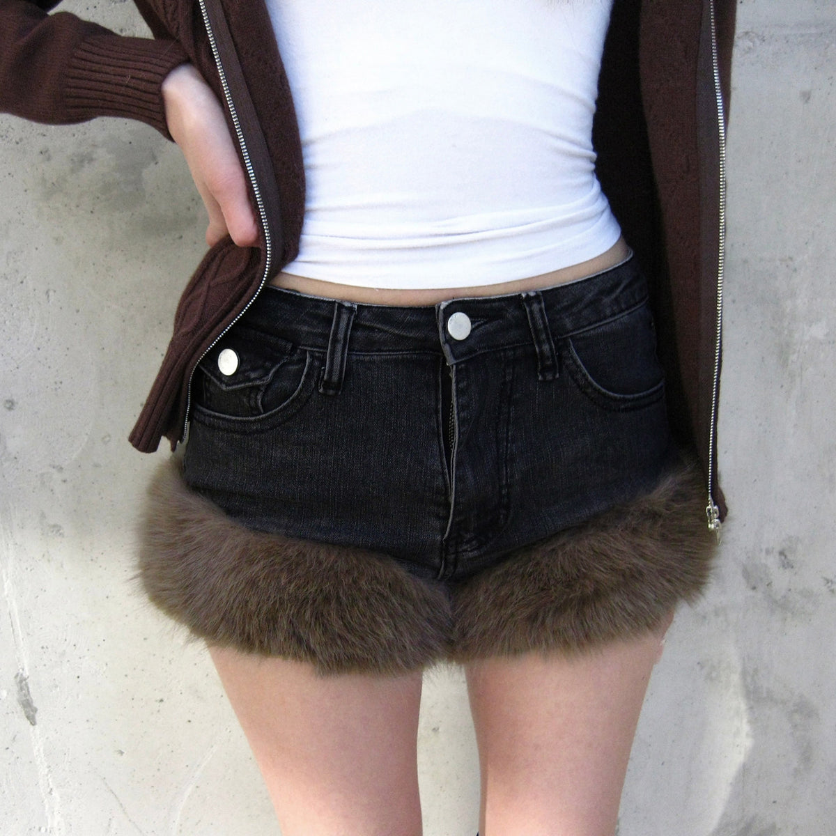 Women's Fur Trimmed Long Sleeve Jacket