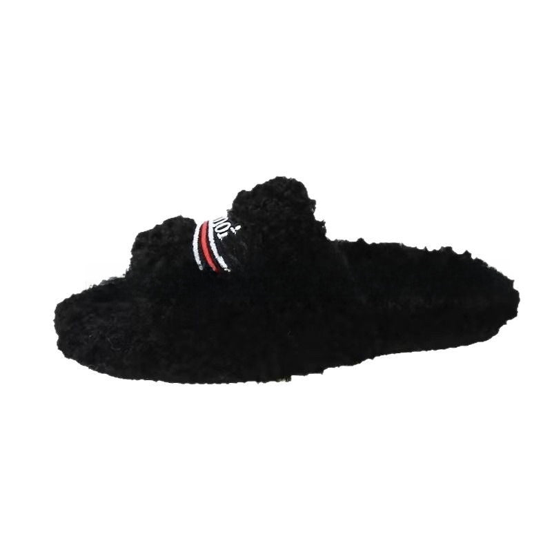 Women's Furry Lamb Wool Flip-Flop Slippers