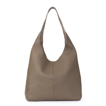 Women's Genuine Leather Bucket Bag with Magnetic Closure