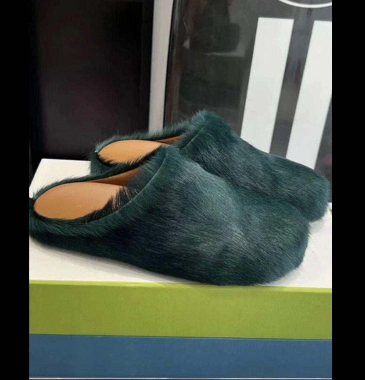 Women's Genuine Leather Horsehair Platform Slippers