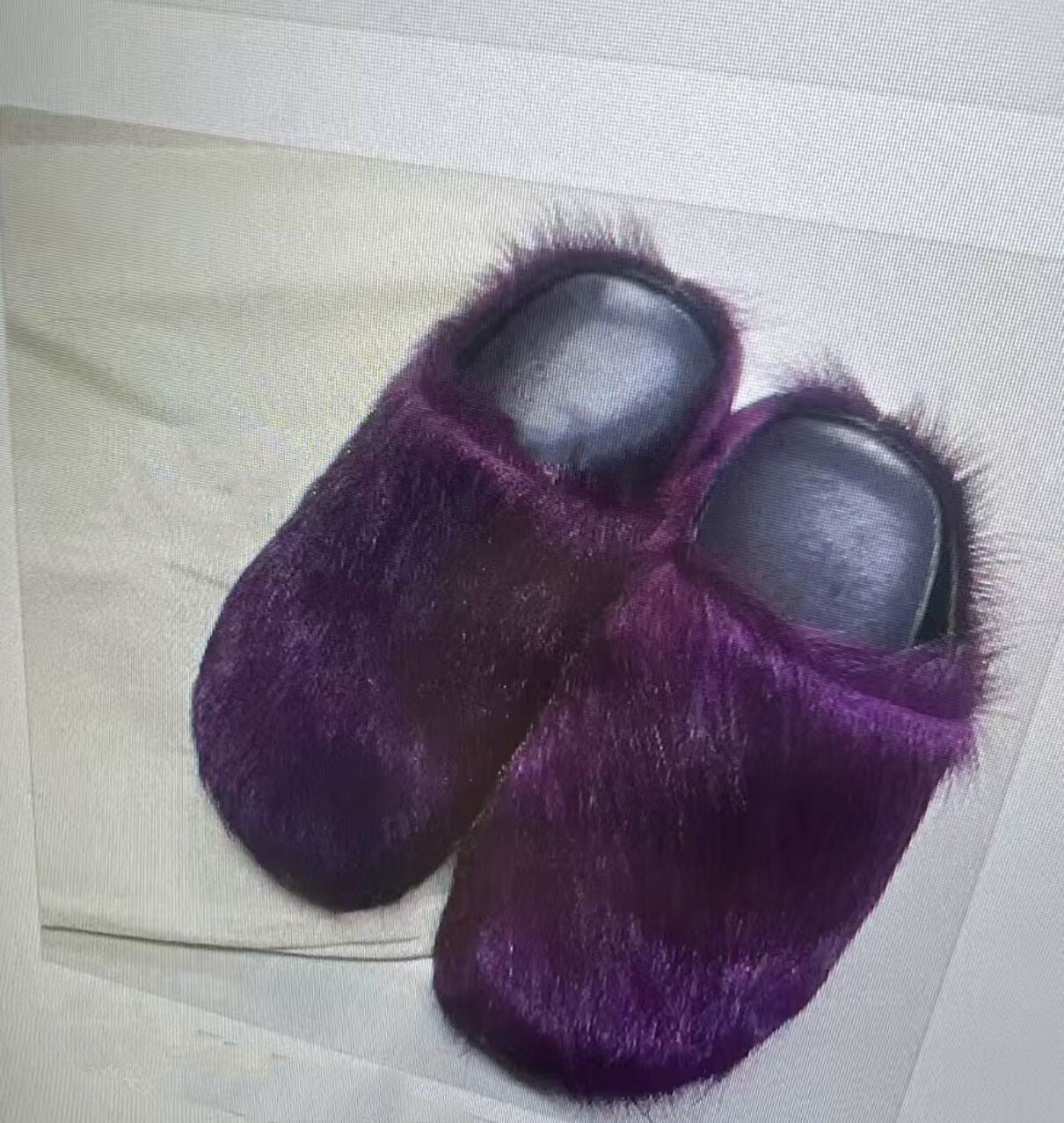 Women's Genuine Leather Horsehair Platform Slippers