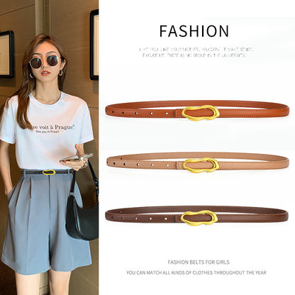 Women's Genuine Leather Peanut Buckle Belt