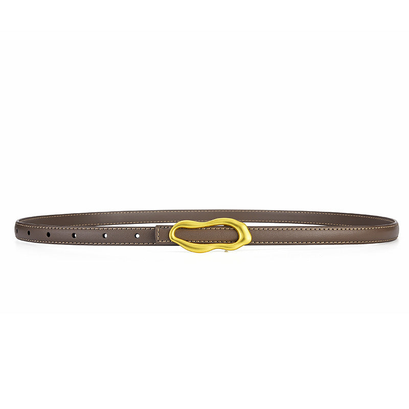 Women's Genuine Leather Peanut Buckle Belt