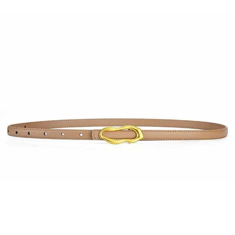 Women's Genuine Leather Peanut Buckle Belt