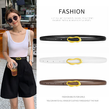 Women's Genuine Leather Peanut Buckle Belt
