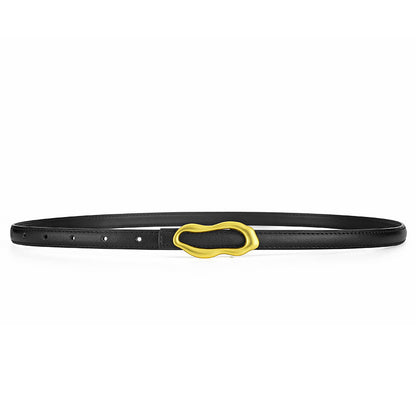 Women's Genuine Leather Peanut Buckle Belt