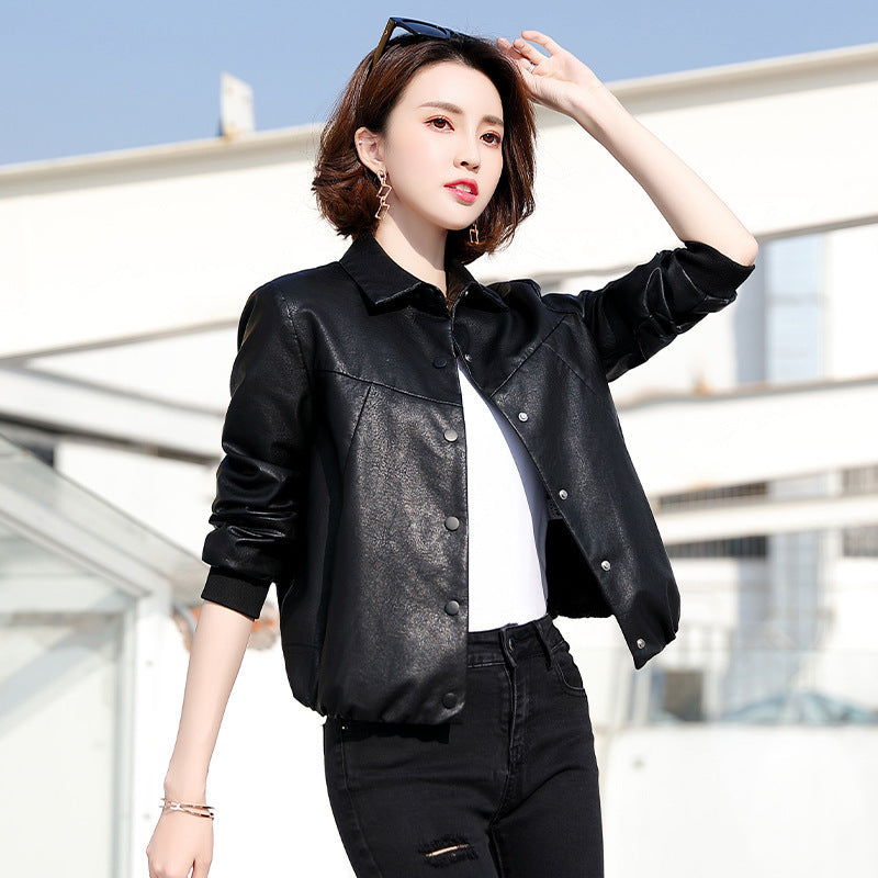 Women's Genuine Leather Short Jacket