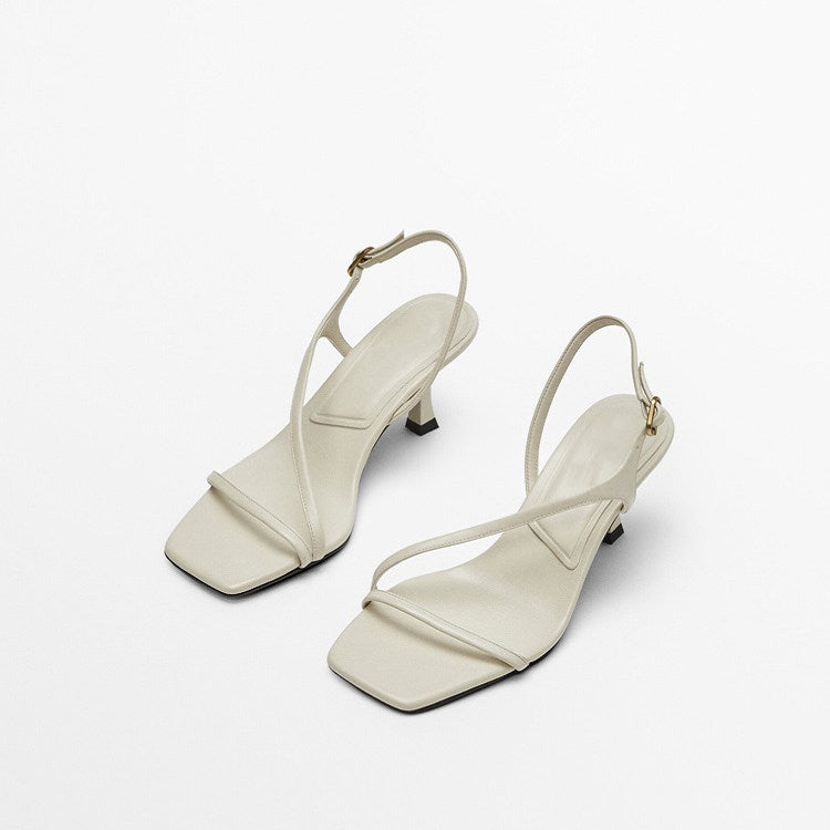 Women's Genuine Leather Single Strap Stiletto Sandals