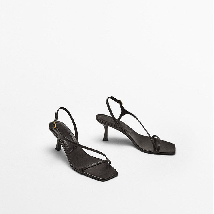 Women's Genuine Leather Single Strap Stiletto Sandals