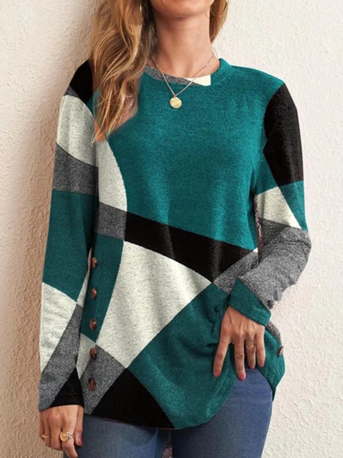Women's Geometric Print Cotton T-Shirt