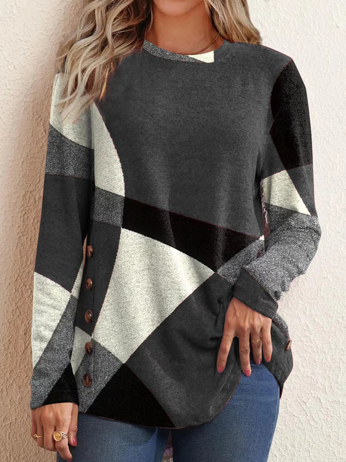 Women's Geometric Print Cotton T-Shirt