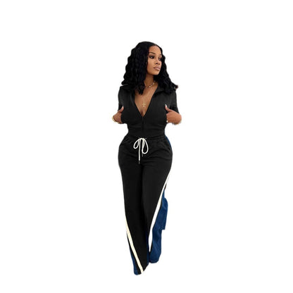 Women's German Velvet Denim Ribbed Sports Pants Suit