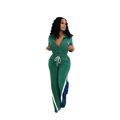 Women's German Velvet Denim Ribbed Sports Pants Suit