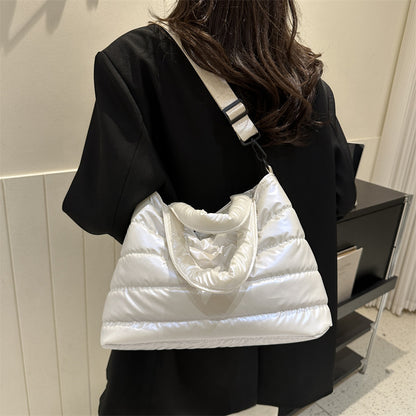 Women's Glossy Messenger Bag with Embroidery Detail