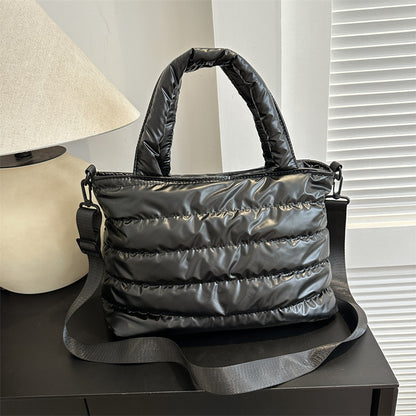 Women's Glossy Messenger Bag with Embroidery Detail
