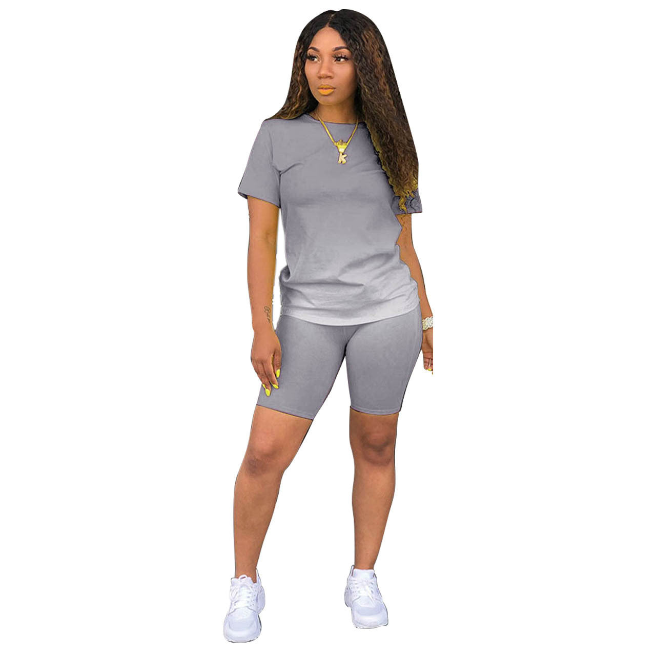 Women's Gradient Short Sleeve and Shorts Set