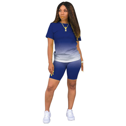 Women's Gradient Short Sleeve and Shorts Set