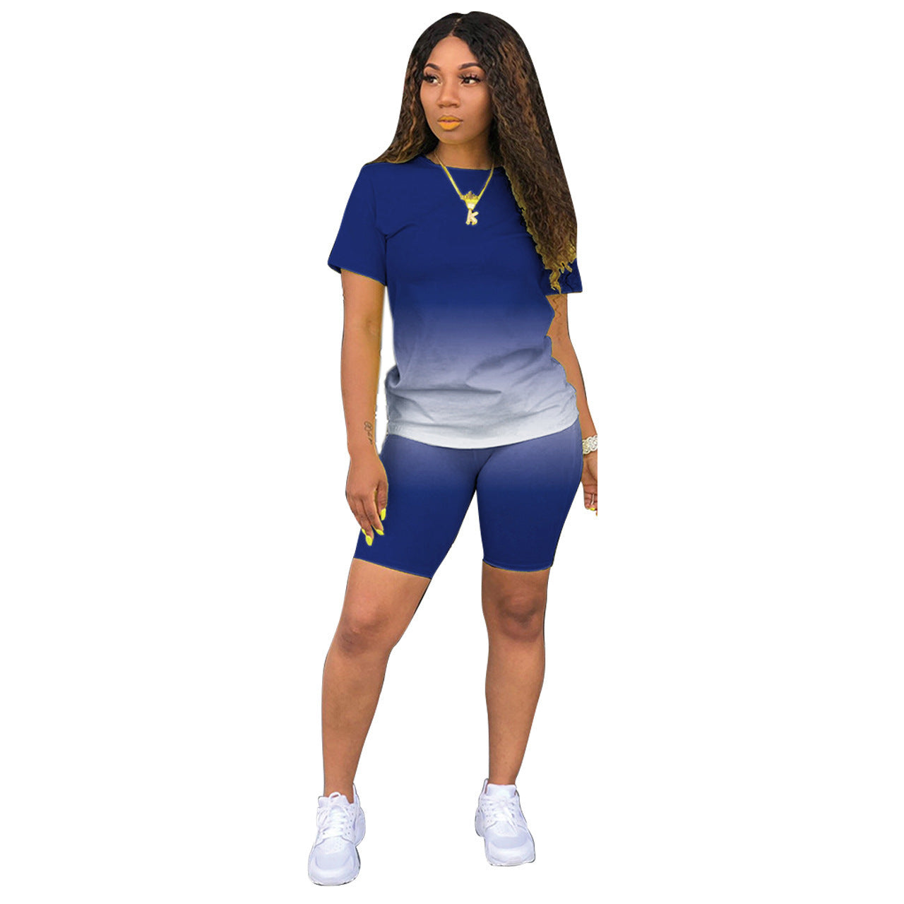 Women's Gradient Short Sleeve and Shorts Set