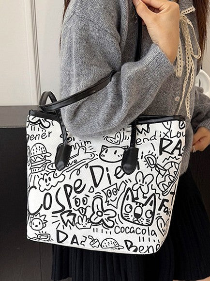 Women's Graffiti Canvas Tote Bag