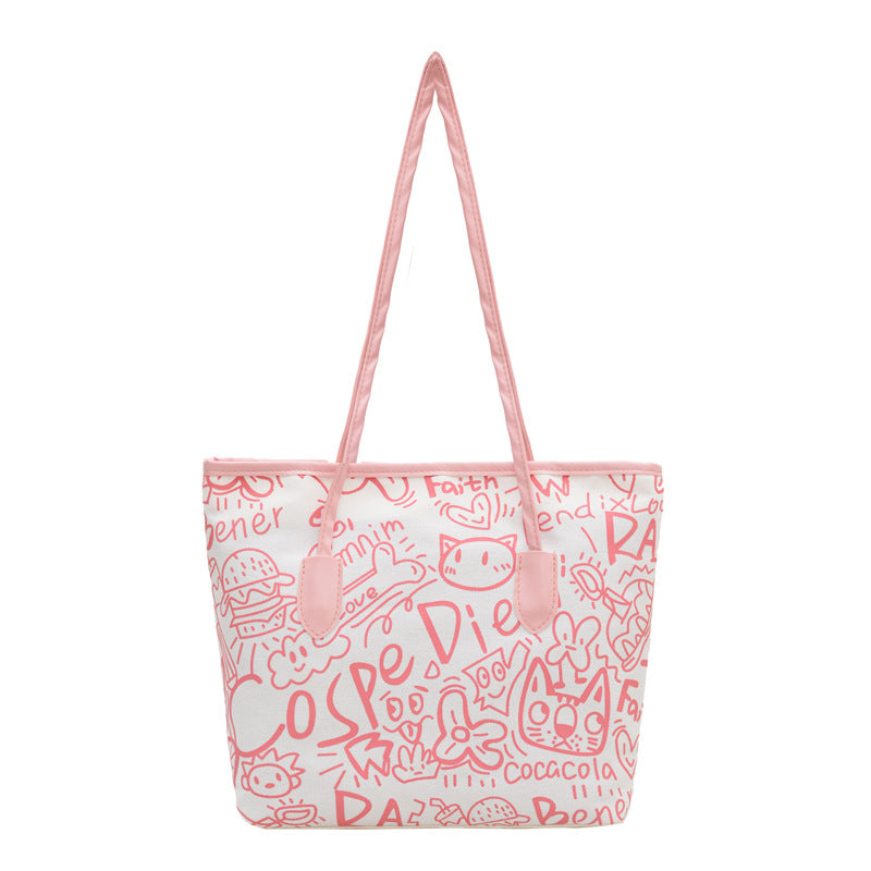 Women's Graffiti Canvas Tote Bag