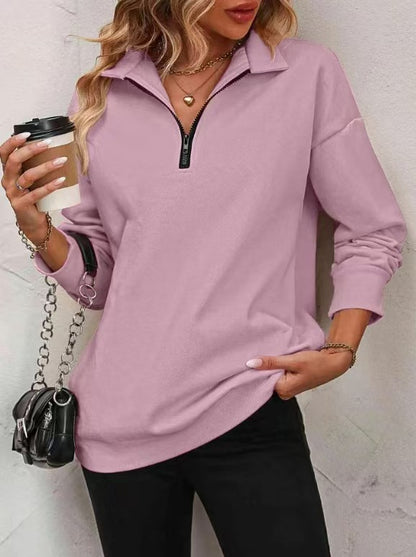 Women's Half-Zip Long-Sleeve Sweatshirt