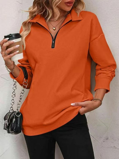 Women's Half-Zip Long-Sleeve Sweatshirt
