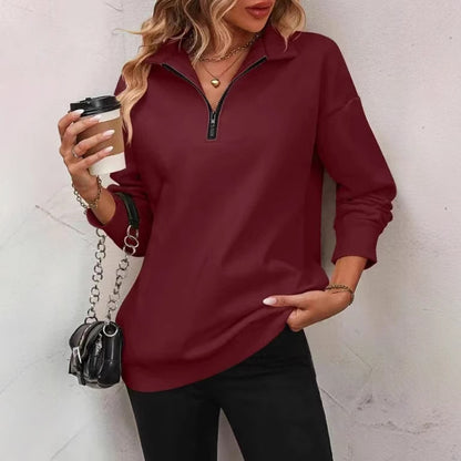 Women's Half-Zip Long-Sleeve Sweatshirt
