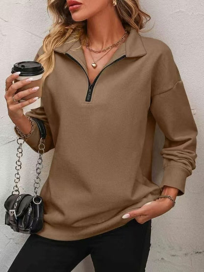 Women's Half-Zip Long-Sleeve Sweatshirt