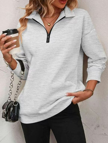 Women's Half-Zip Long-Sleeve Sweatshirt